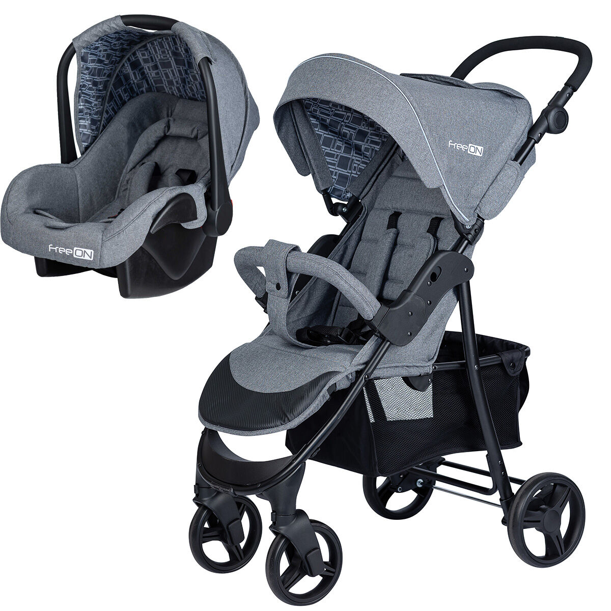 Geboorte geven Zaailing haag FreeON Kinderwagen Action Duo 2 in 1 Lichtgrijs (incl. autostoel) | Baby &  Koter