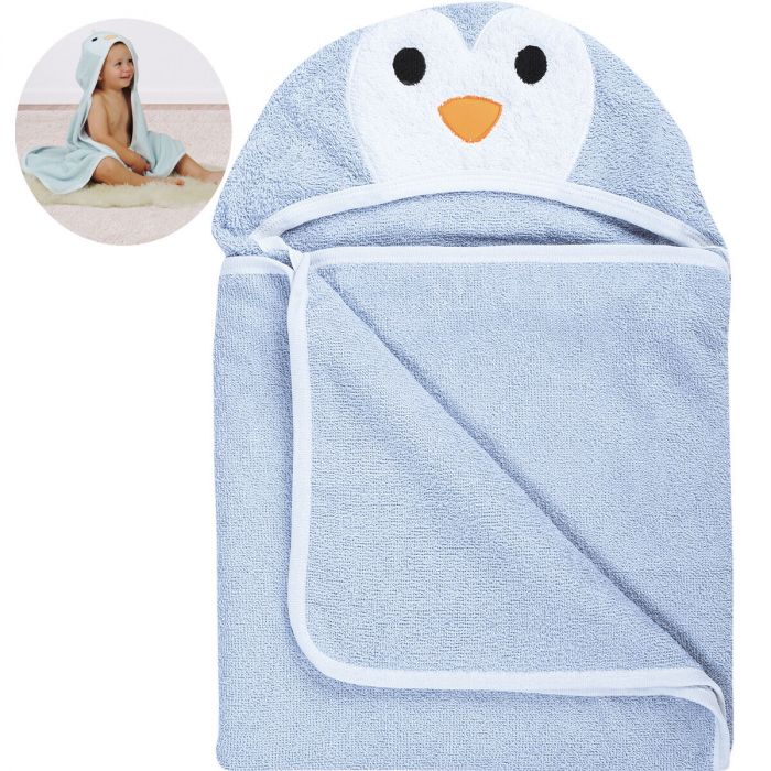 meer en meer majoor indruk Bubaba Badcape Pinguin Blauw - Capuchon handdoek | Baby & Koter