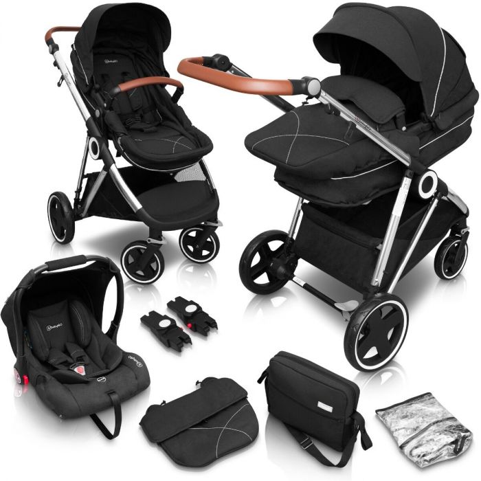 Amerika Schotel erven BabyGO Halime - Combi Kinderwagen - Zilver frame - Zwart (incl. autostoel)  | Baby & Koter