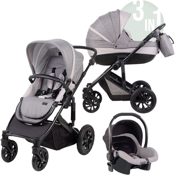 FreeON Comfort 3 in 1 Grijs (incl. autostoel) - FreeON combi kinderwagen Comfort Baby &