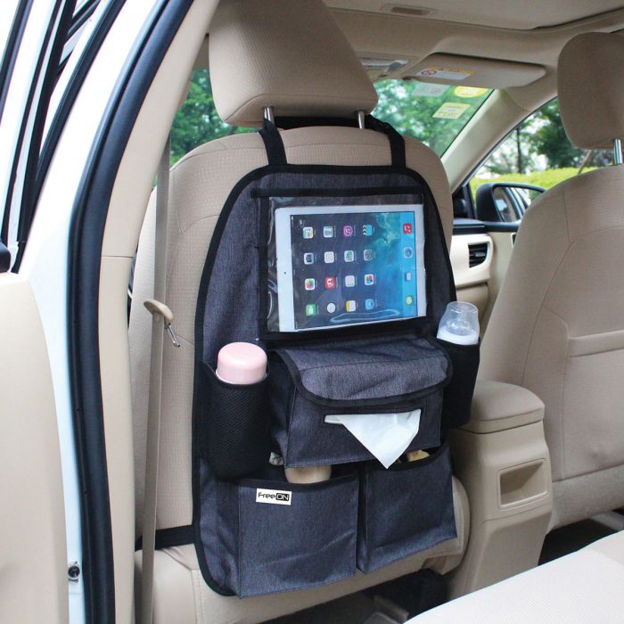FreeON - Luxe autostoel organizer & tablet houder - Donker Grijs Melange - Universeel | Baby Koter