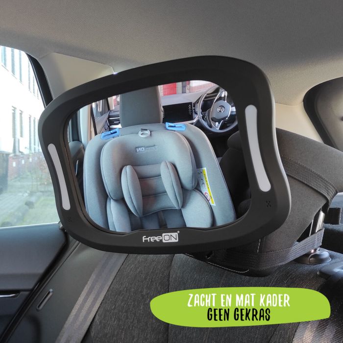 FreeOn autospiegel baby - verstelbare achterbank spiegel voor Baby & Kind -  met LED verlichting