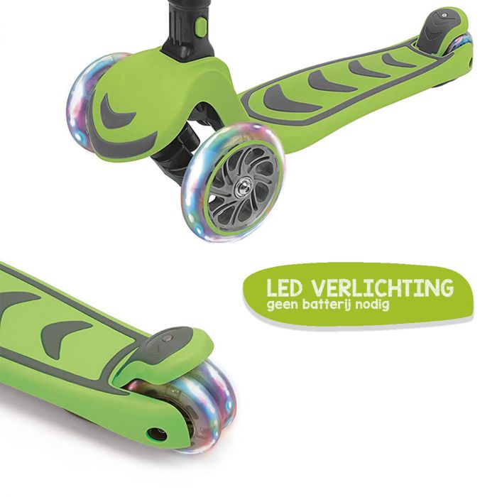 Verloren Losjes voorbeeld Kick n Roll Scooter - Opvouwbare aluminium step met LED wielen - Groen |  Baby & Koter