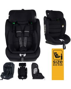 BabyGO Lumo autostoel - i-Size - voor kinderen van 76-150cm - Autogordel bevestiging - Zwart