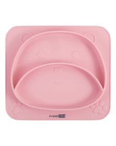 FreeON Siliconen baby bordje met vakken - Antislip bordje met zuignap - Beer - Roze