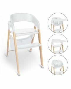 BabyGO Levels - Kinderstoel - Eetstoel voor kinderen vanaf 6 maanden tot 110kg - Hout look - Wit