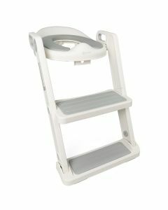 BabyGO PottyPro Toiletverkleiner met trapje - Brilverkleiner met Handvaten en Opstapje - Toilettrainer - Wit met Grijs