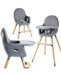 BabyGO Skandi - Kinderstoel - Eetstoel voor kinderen - Grijs