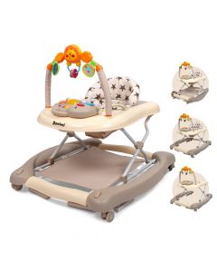 Baninni Loopstoel Maya - 5in1Babywalker met speelboog & Speelblad - Inklapbaar - Hoge rug - Zachte parketwieltjes - Beige