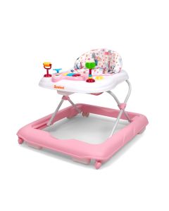 Baninni Loopstoel Dino - Babywalker - Inklapbaar - Hoge rug - Zachte parketwieltjes - Roze