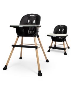 Baninni Kinderstoel Inigo - Kinderstoel - Eetstoel voor kinderen vanaf 6 maanden tot 20kg - Antislip pootjes - 5-punts gordel - Zwart