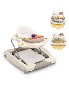 Loopstoel Baninni Classic - 2 in 1 Babywalker met schommelfunctie - Beige - Baby loopstoeltje Baninni