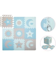 MoMi Speelkleed - EVA Foam puzzelmat - Speelmat 93 x 93 cm - Nebe - Blauw